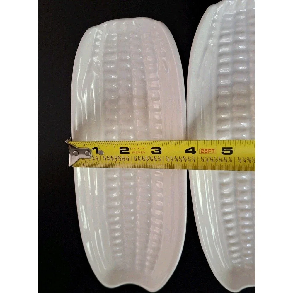 Bordallo Pinheiro White Ceramic Corn Cob Holders set of 4 Made in Portugal